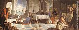 Jacopo Robusti Tintoretto Canvas Paintings - Christ washing the feet of His Disciples